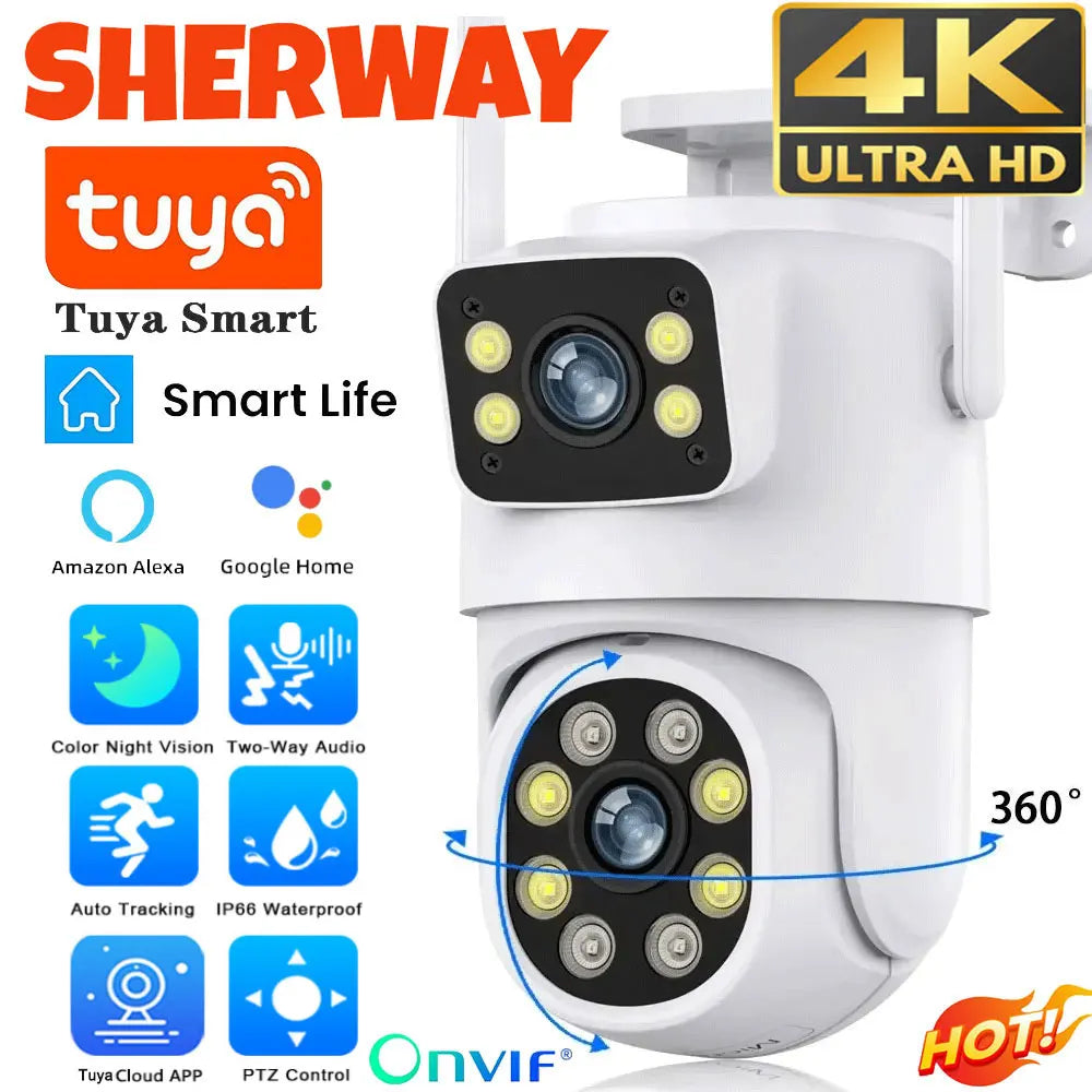 10MP Dual Lens Tuya Wifi Camera PTZ Outdoor 4K Wireless Dual Screen Security Camera Auto Tracking Monitoring Video Surveillance by MVEnergo