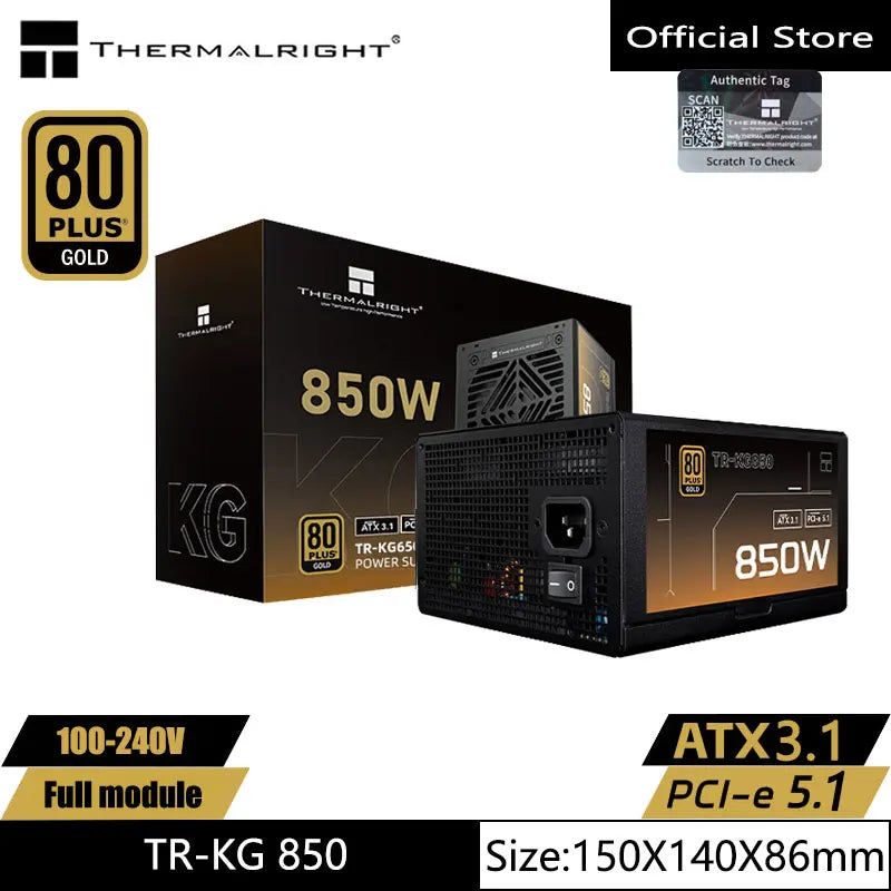 Thermalright TR-KG850 Black Gold medal fully modular power supply/support ATX3.1/Voltage 100-240V/850W/750W support PCI-E5.1 by MVEnergo