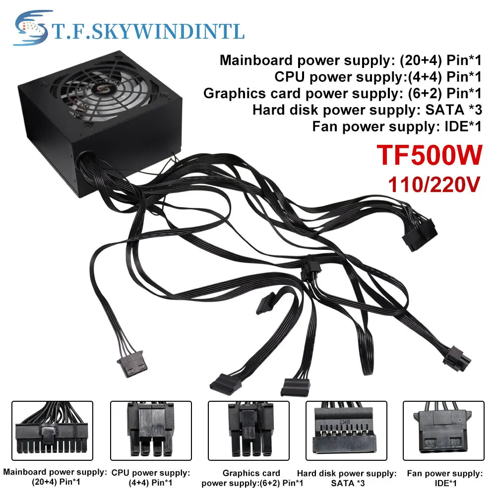 Fonte 500w PSU12V PC Power Sources For Office 500W 24pin ATX Computer Power Supply PSU 500W PC Gaming Power PC Gamer Source Game by MVEnergo