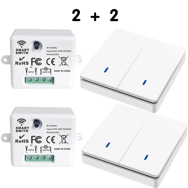 Wireless Smart Switch Light 433Mhz RF 86 Wall Panel Switch with Remote Control Mini Relay Receiver 220V Home Led Light Lamp Fan by MVEnergo