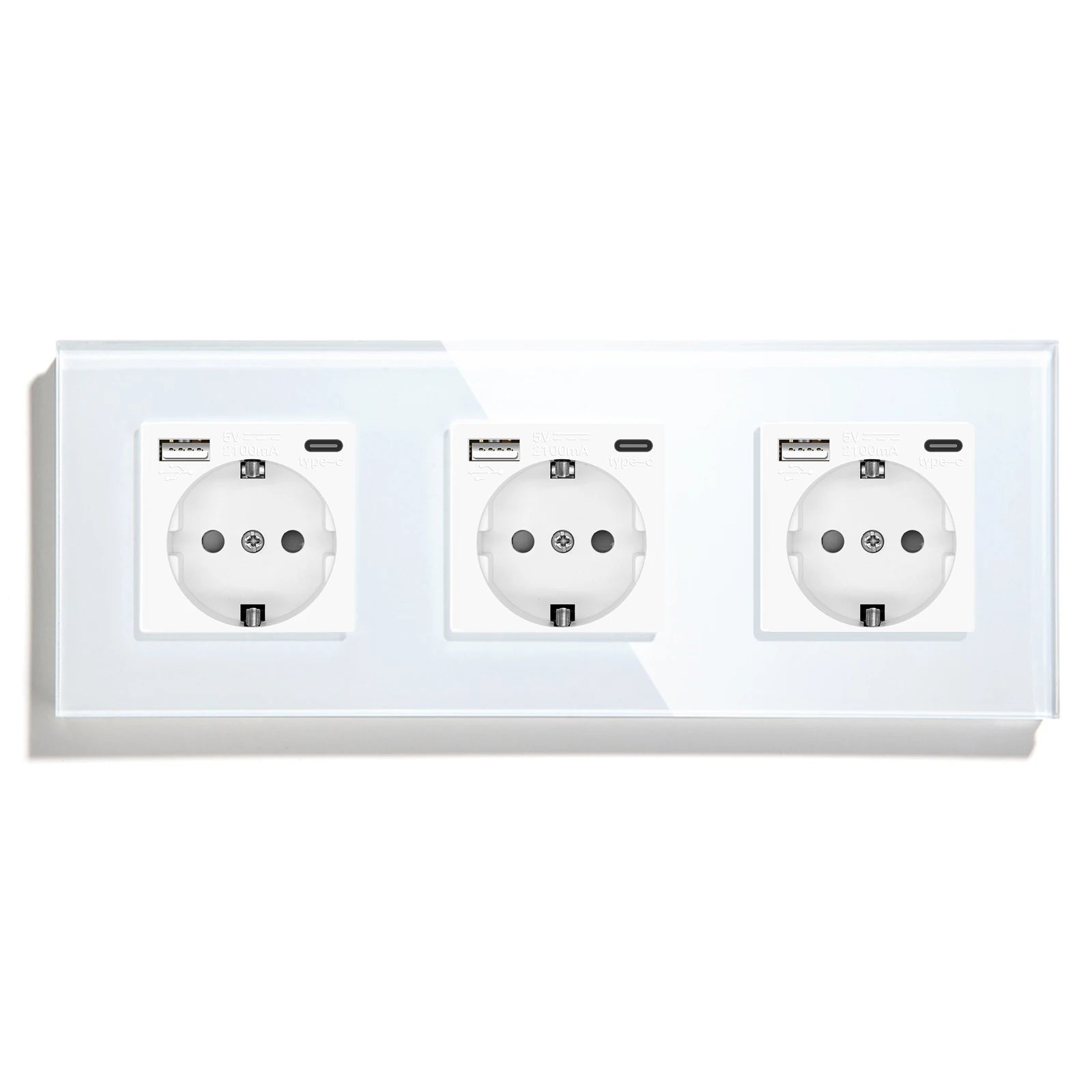 Bseed EU Russia Socket 16A Electric Wall Socket Tempered Glass Crystal Panel 2 Colors Electrical Outlet Home Improvement by MVEnergo