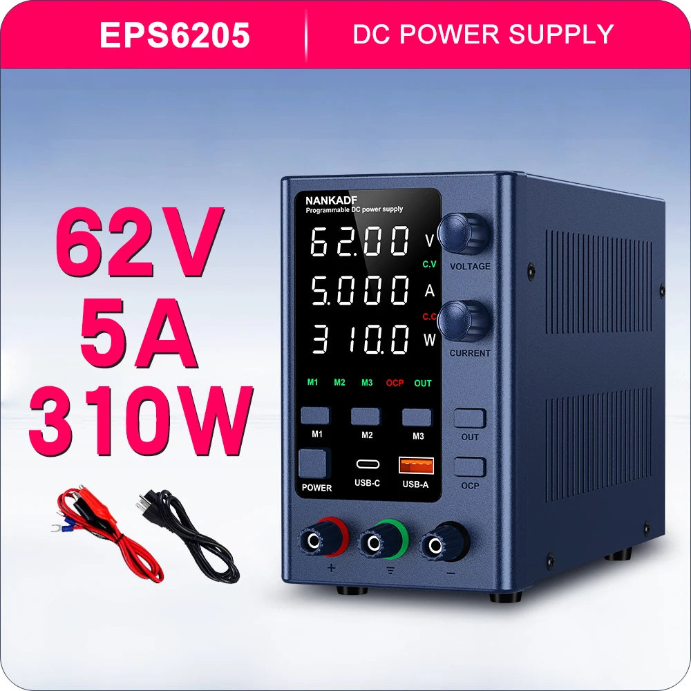 NANKADF Adjustable Switching DC Power Supply 30V 10A Lab Bench Power Supply 60V 5A Output Preset Current USB Fast Charge Display by MVEnergo
