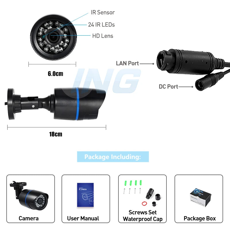 8MP 4K IP66 Waterproof Bullet Outdoor POE Camera, IP Surveillance Camera Security Night CCTV System Cam by MVEnergo