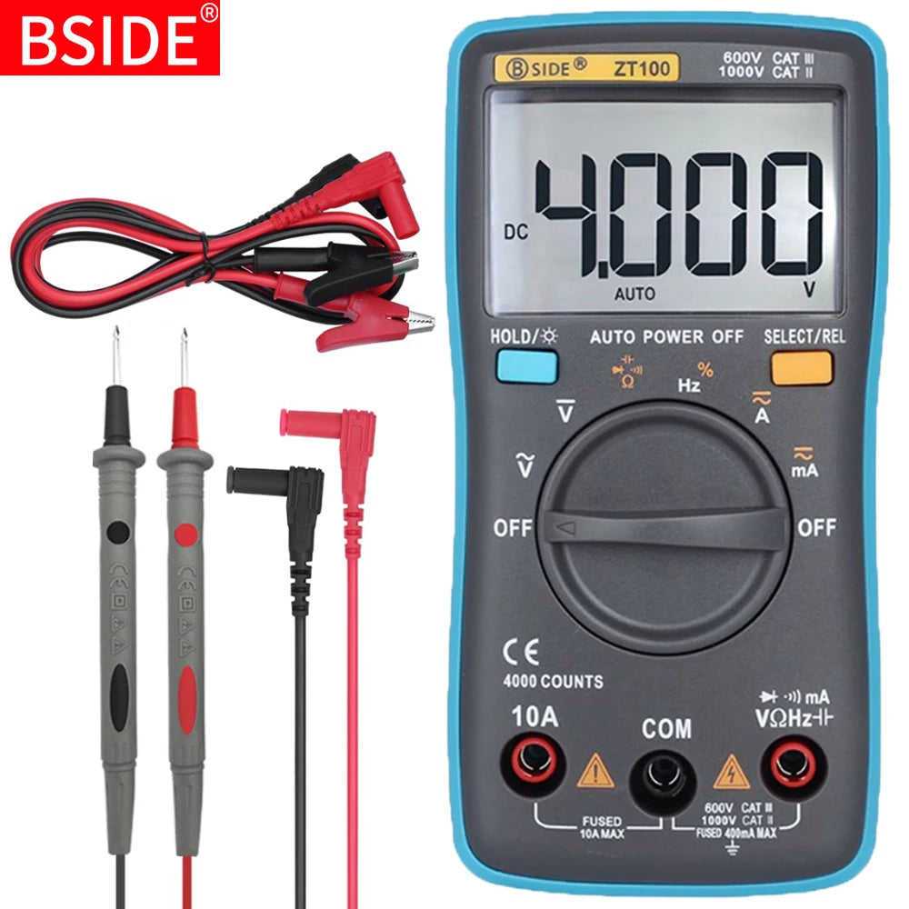Digital Multimeter ZT100 4000 counts DC/AC Voltage Current Capacitance Hz Diode Ohm tester Ammeter Voltmeter Backlight by MVEnergo