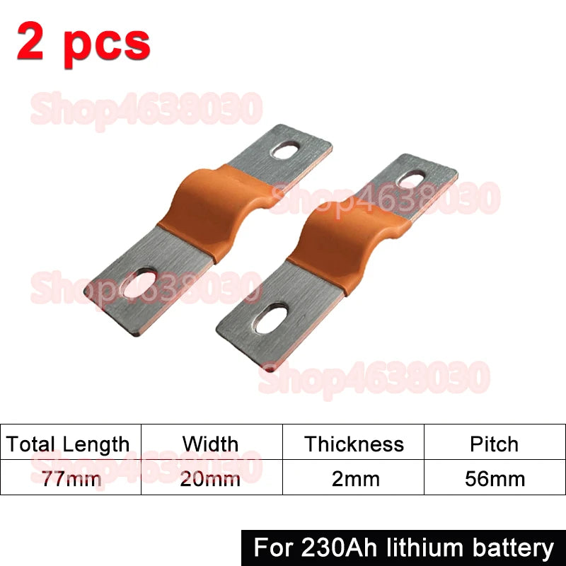 230Ah 280Ah 300Ah 12V Busbar Lifepo4 Battery Flexible Copper Connector 56mm 74mm for Lifepo4 Battery Use 1/2/3/4/8pcs
