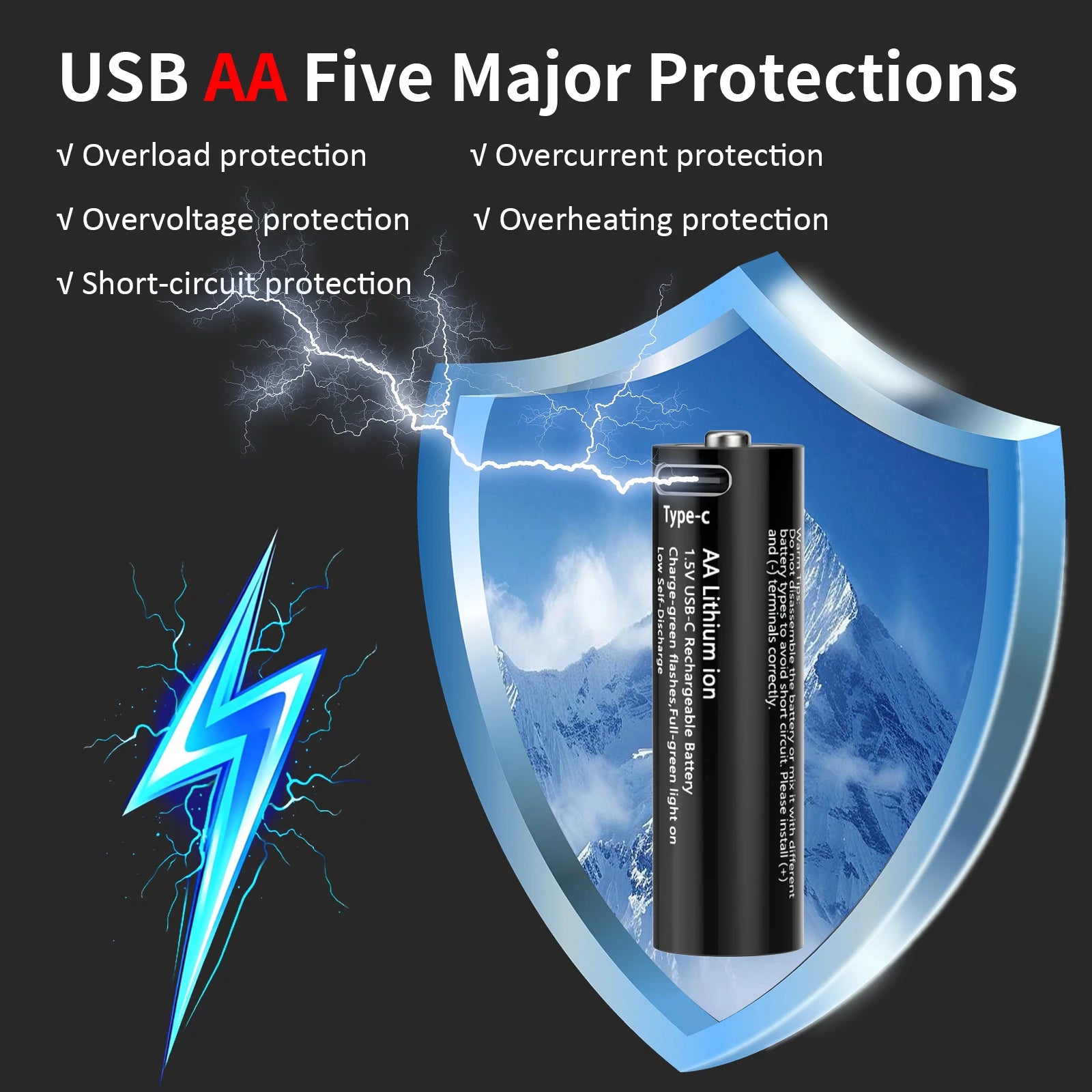 AIPEKE 1.5V 3300mWh Aa rechargeable batteries USB Type-C aa Rechargeable Lithium Battery for Hunting Camera Remote Control Mouse by MVEnergo