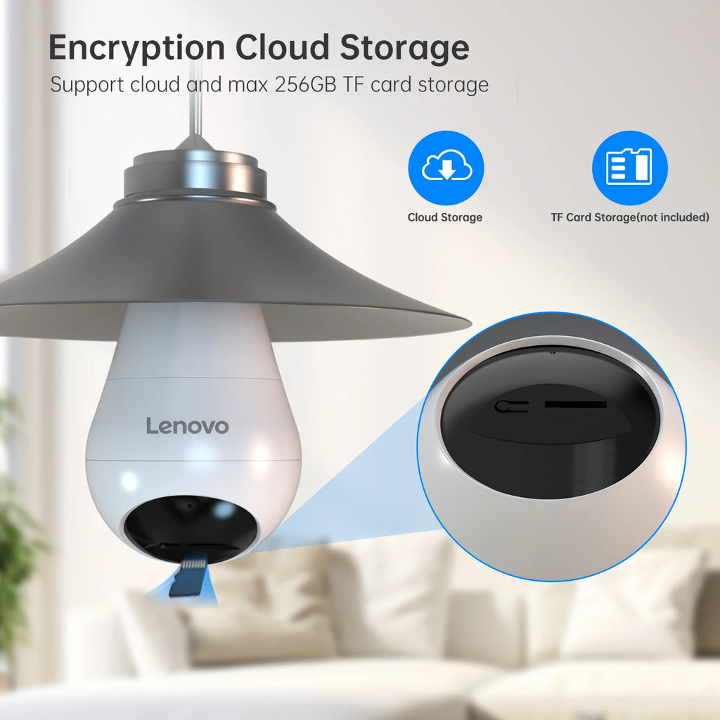 Lenovo 3MP WIFI E27 Bulb Security Camera Full Color Night Vision Two-Way Voice Intercom Smart Home Wireless Camera by MVEnergo