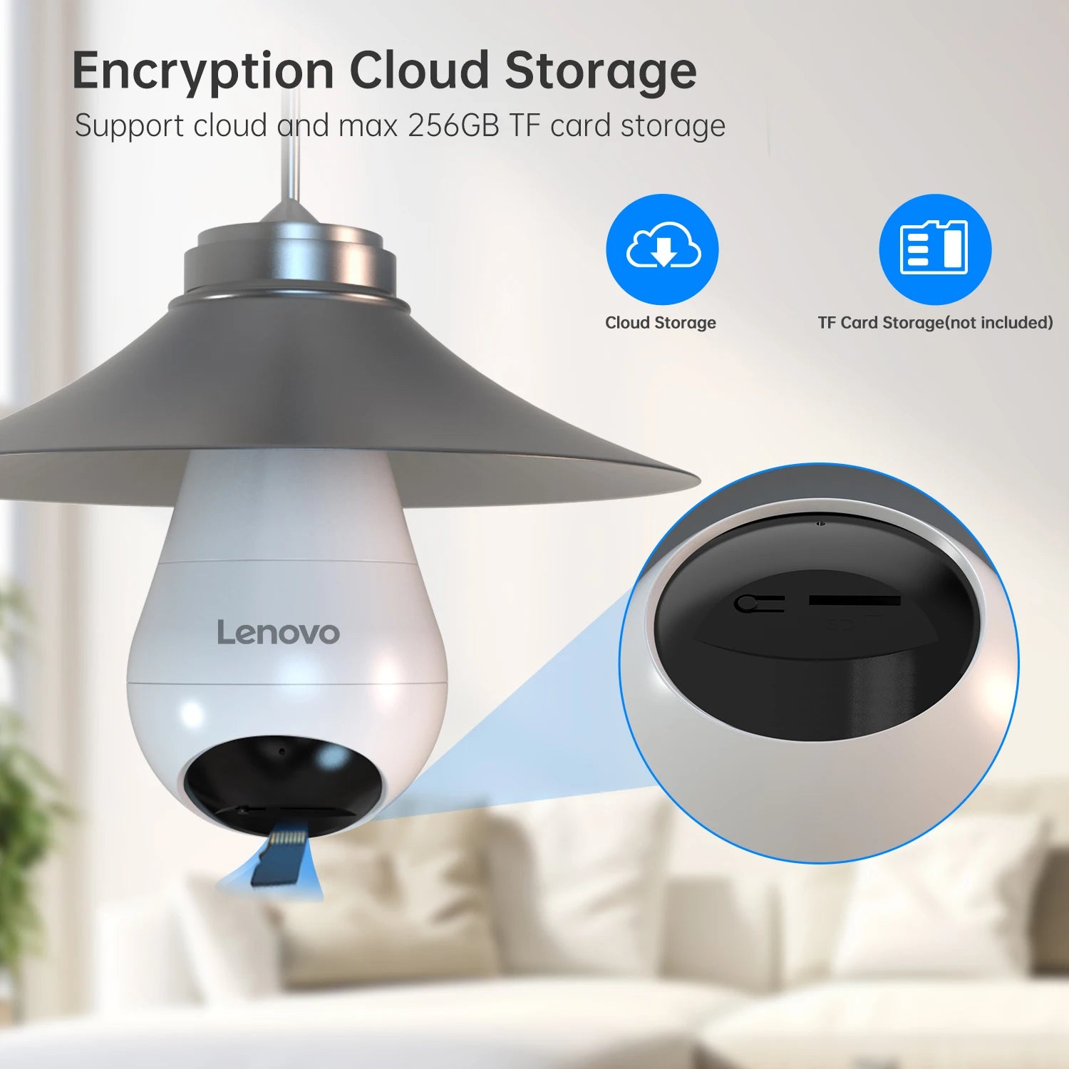 Lenovo 3MP WIFI E27 Bulb Security Camera Full Color Night Vision Two-Way Voice Intercom Smart Home Wireless Camera by MVEnergo