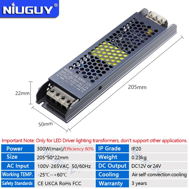 High Quality Ultra Thin LED Lighting Transformers DC 12V 24V Power Supply 60W 100W 150W 200W 300W 400W 500W LED Driver Converter