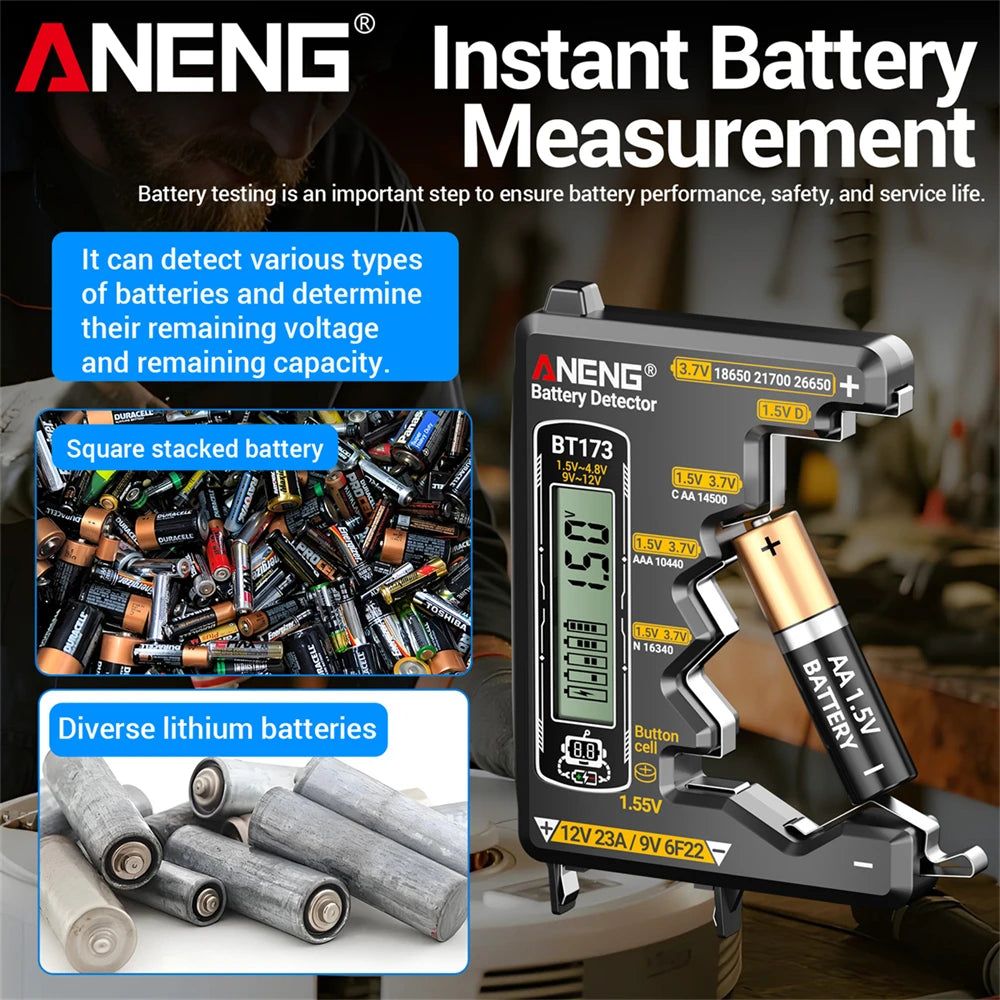 ANENG Intelligent Digital Multimeter Automotive Voltage Triode Tester SZ818+BT173 9V/12V Battery Digital Display Detector Tools by MVEnergo