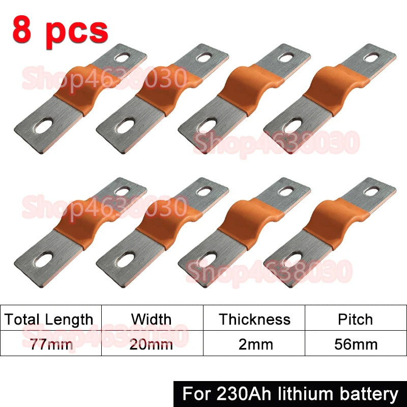 230Ah 280Ah 300Ah 12V Busbar Lifepo4 Battery Flexible Copper Connector 56mm 74mm for Lifepo4 Battery Use 1/2/3/4/8pcs