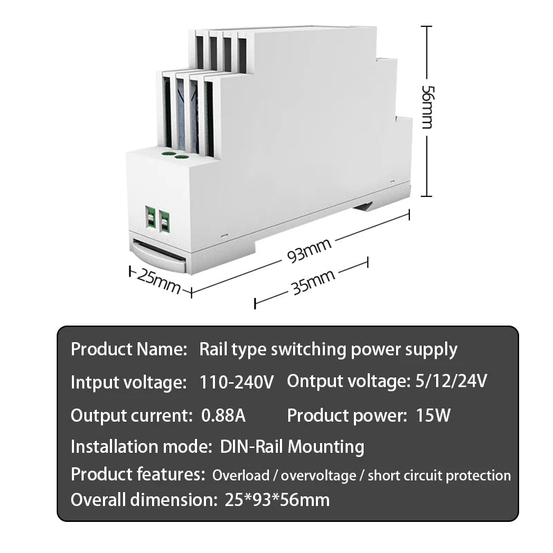 IN Rail Switching Power Supply Light Transformer AC 110V 220V To DC 5V 12V 24V Power Supply Source Adapter For Led Strip CCTV by MVEnergo