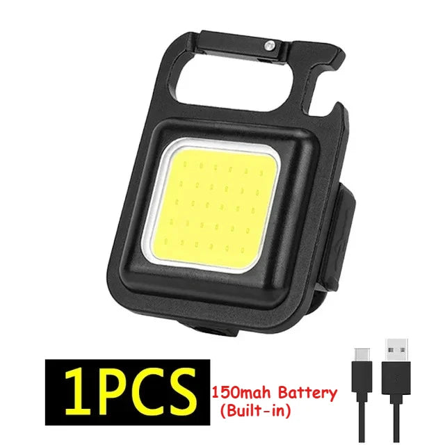 Mini Flashlight Keychain Light COB Work Light USB Rechargeable Lamp with 90° Foldable Side Lights Super Bright Portable Lanterns by MVEnergo