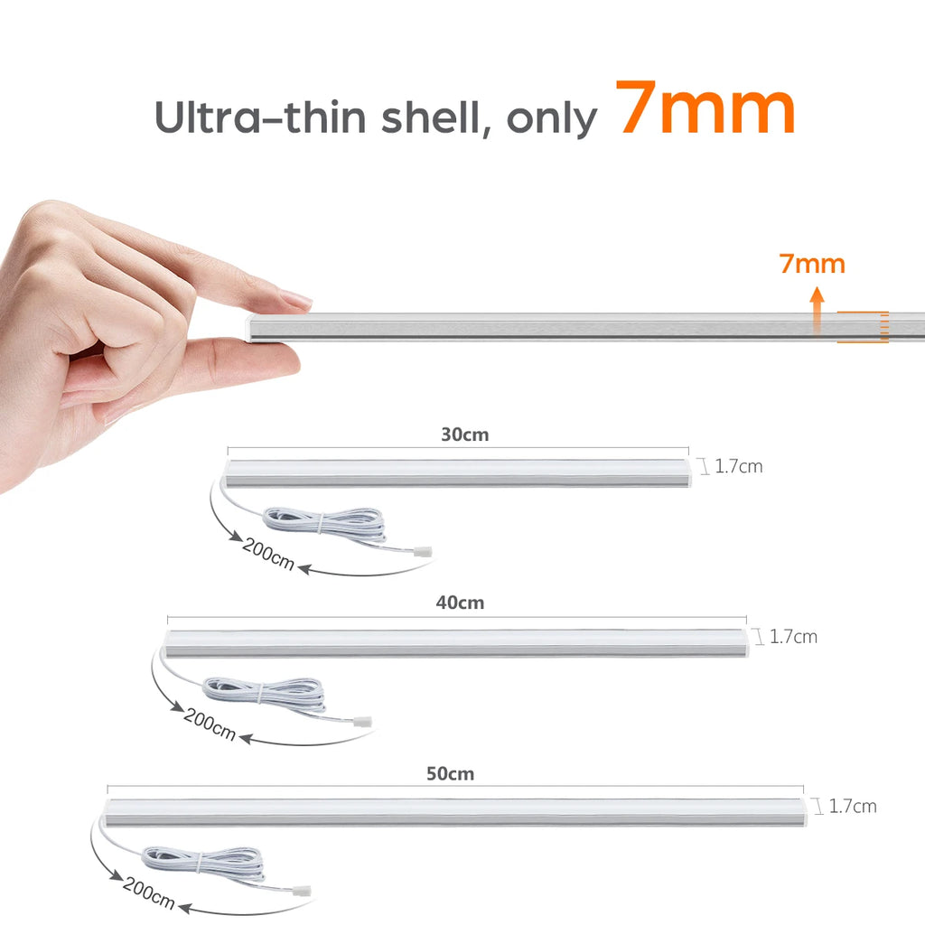 Motion Touch Sensor LED Lights Wireless Light Penetrable Wood Aluminum Bar Light Cabinet Wardrobe Lamp Backlight For Kitchen by MVEnergo