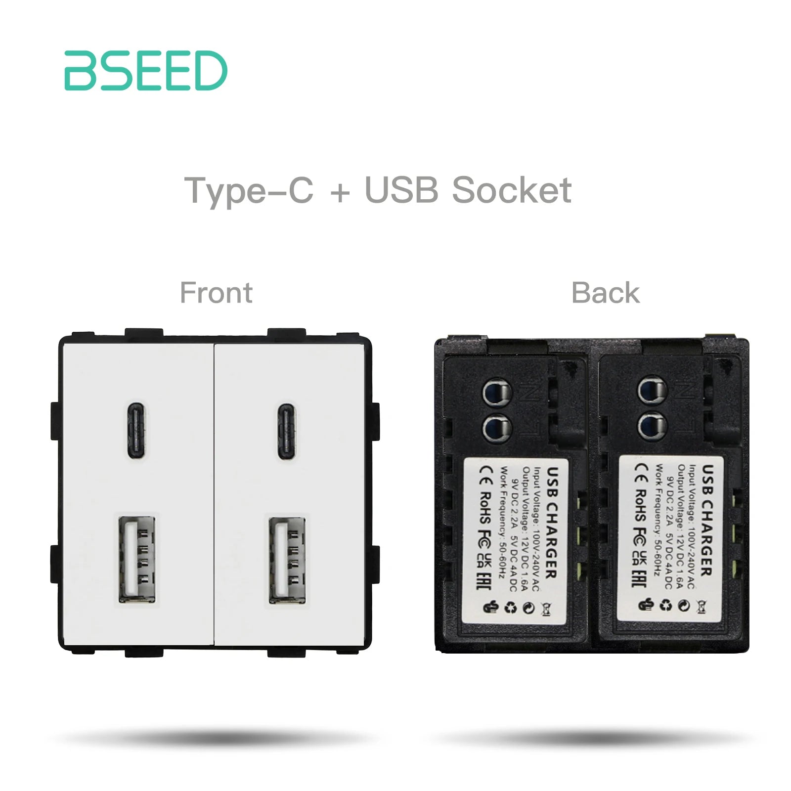 BSEED 65W PD Fast Charge Module Quick Charge Socket Part 1/2 USB Type-C 20W Wall Phone Charger Plug Support BSEED Frames by MVEnergo