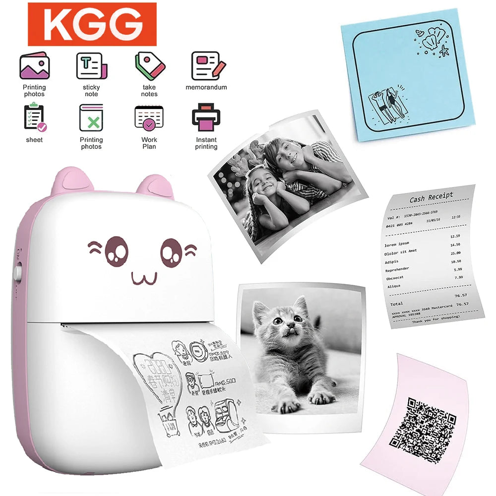 Mini Printer Portable Wireless Bluetooth Sticker Label Photo Memo Thermal Print Study Learn Printer Children Boys Girls Gifts