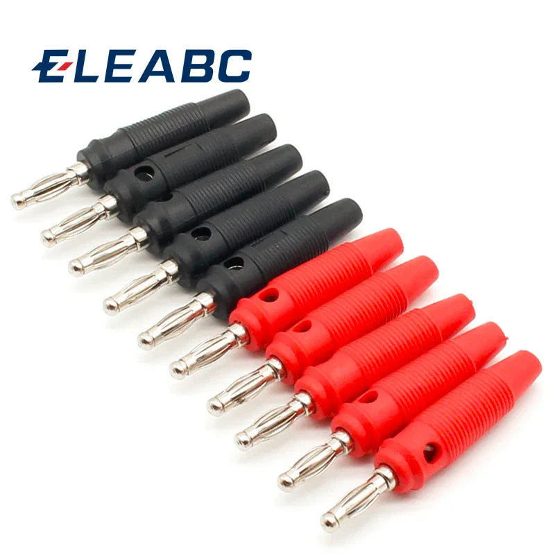 10Pcs/lot Red and Black 4mm Solderless Side Stackable Banana Plug by MVEnergo