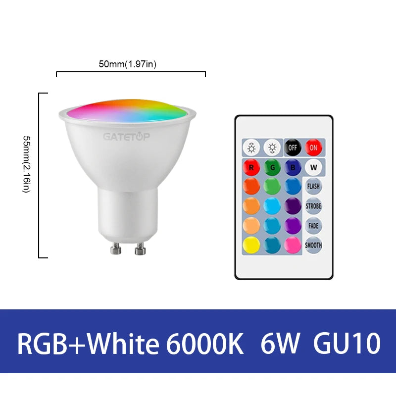 LED RGB Lamp Spotlight Bulb AC220-240V Bombillas LED E27 E14 GU10 B22 6W 10W IR Remote Control Led Smart RGBW Lamp Home Decor by MVEnergo