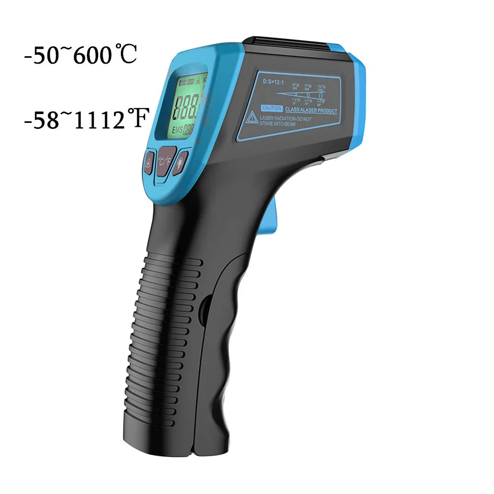 Digital Infrared Thermometer -50~600℃ / -58~1122℉ Contactless Temperature Tester IR Laser Pyrometer LCD Non-Contact Pyrometer by MVEnergo