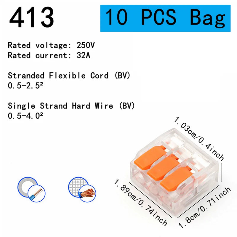 10-75 Pcs Orange Universal Type Quick Plug-in Terminals,Electrical Equipment Connectors,Wire Connector Terminals,250V/32A by MVEnergo