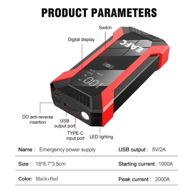 Power Bank 2000A/600A 12V Car Battery Jump Starter Portable Charger Petrol Diesel Auto Starting Device Booster Emergency Starter by MVEnergo
