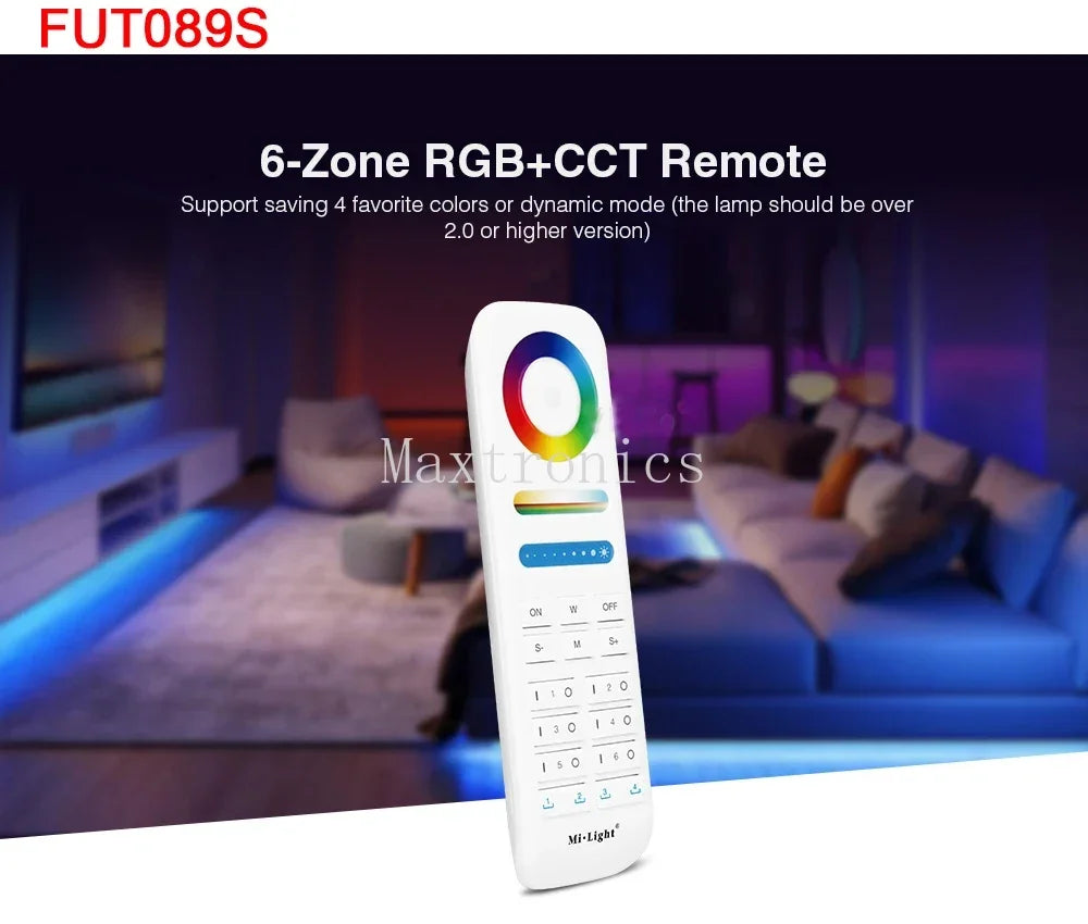 MiBoxer 2.4G Wireless RGBCCT LED Panel Remote FUT100 FUT092 FUT092B B3 T3 B4 T4 B0 B8 S2W+ C5 Y3 FUT088 FUT089 FUT089B FUT089S