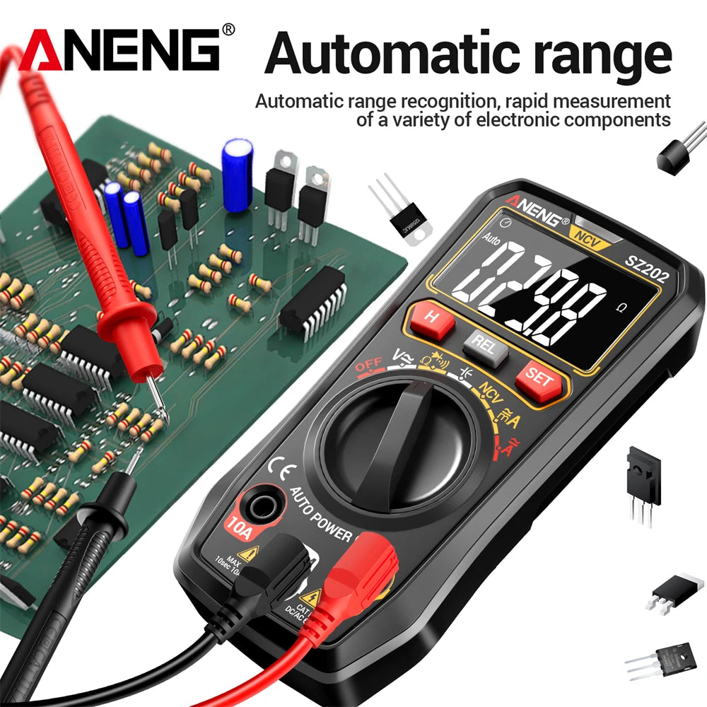 Multimeter 4000 Count 4mF Capacitor Tester ANENG SZ202 HD-Display 600V Electrician Repair Meter 10A mA Current NCV DIY Test Tool by MVEnergo