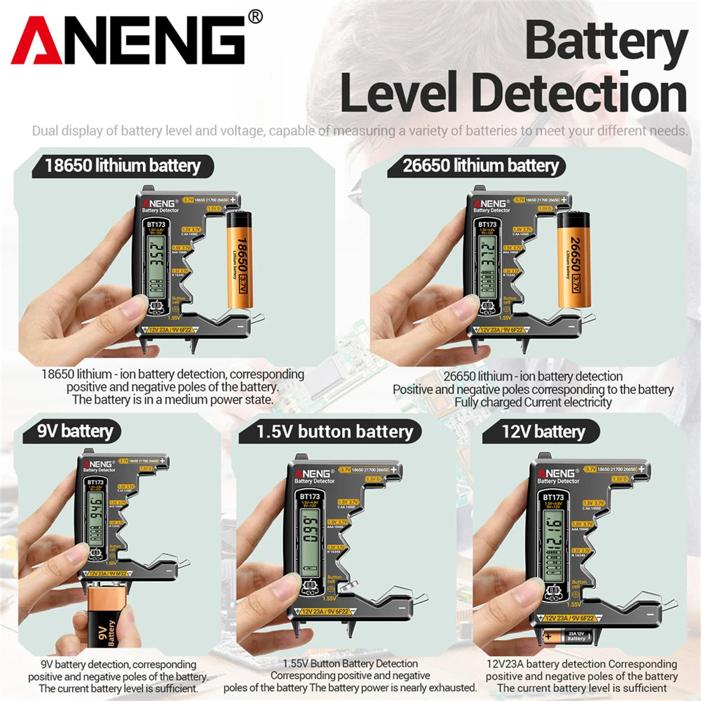 ANENG Intelligent Digital Multimeter Automotive Voltage Triode Tester SZ818+BT173 9V/12V Battery Digital Display Detector Tools by MVEnergo