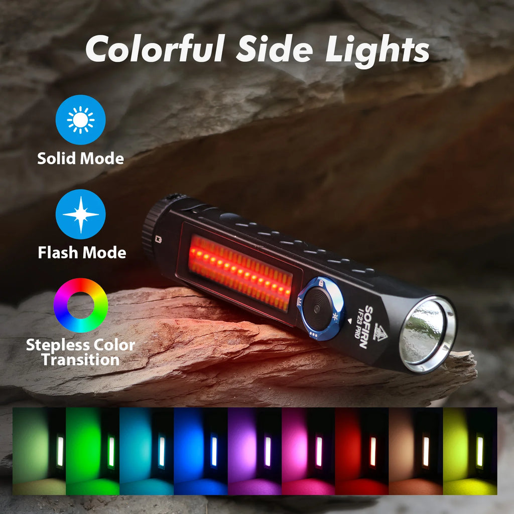 SOFIRN IF23 PRO 5000lm Flashlight XHP70B Led Rechargeable USB C Super Bright EDC Torch with RGB Magnet for Outdoor Emergency by MVEnergo