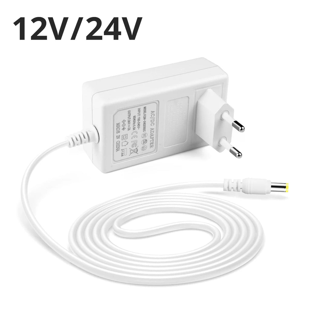5.5mm x 2.1mm Universal Switch Power Supply LED Driver 100-240V AC to 12V 24V Converter Power Adapter 2A 3A Charger by MVEnergo