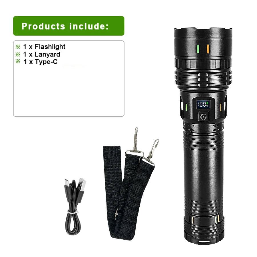 1000000LM High Power LED Flashlight Most Bright Tactical Flashlight Rechargeable Torch Powerful Long Shot 4000m Lamp for Hunting by MVEnergo