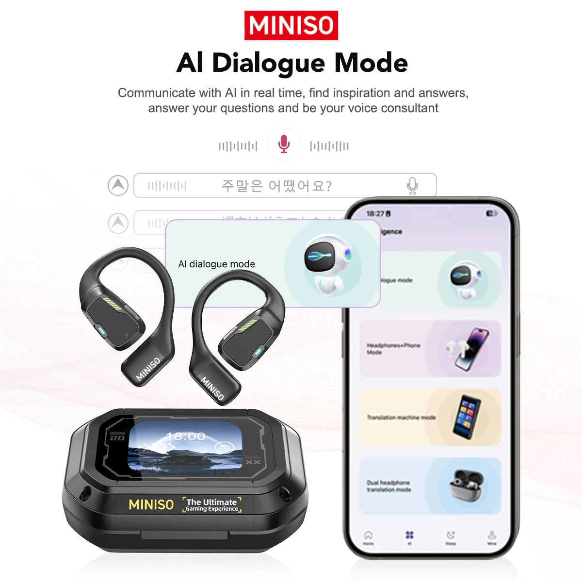 [AI Translator] MINISO M98 Wireless Headphones OWS Sports Bluetooth Earphones Gaming Headset ASMR APP Translation Earbuds IPX5 by MVEnergo