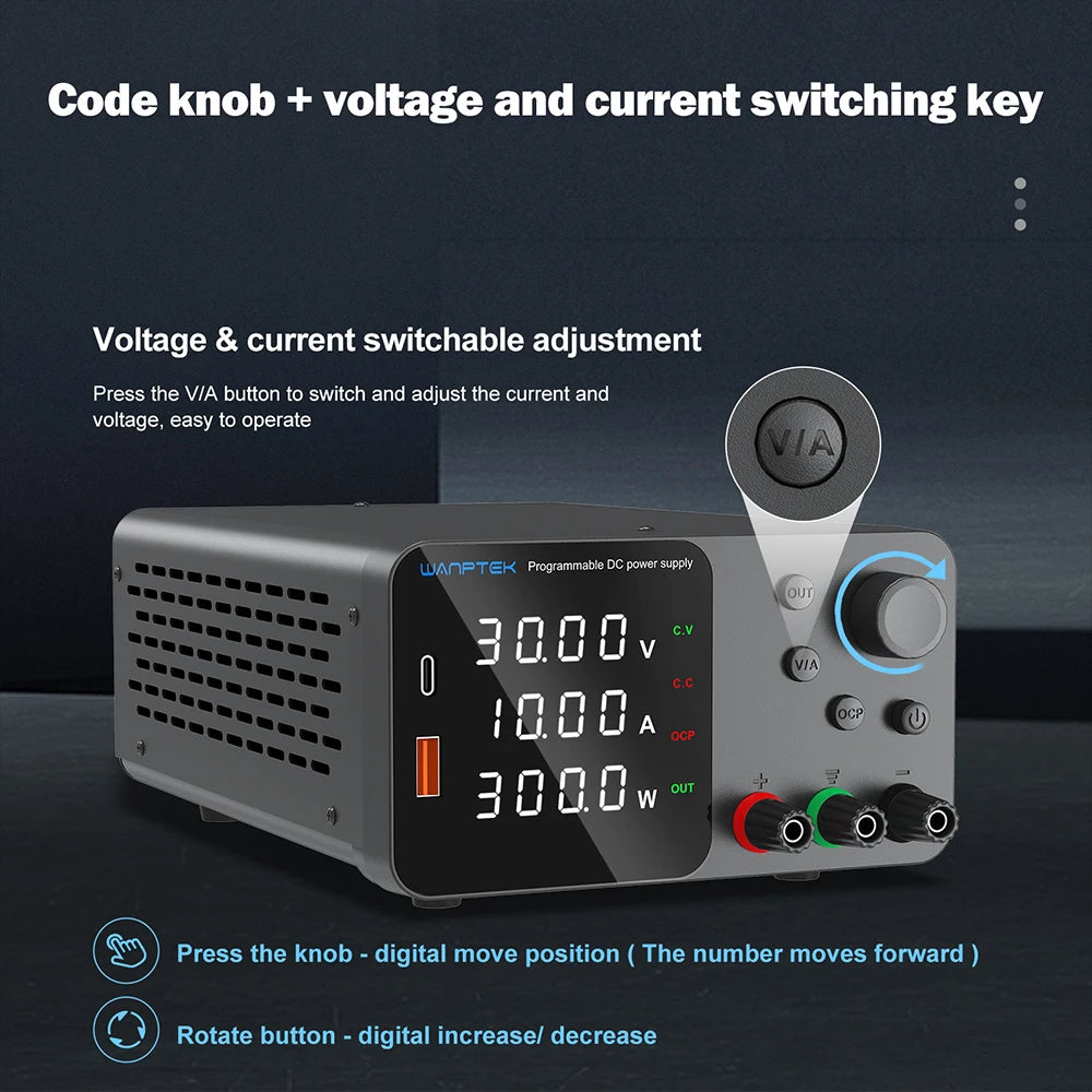 Wanptek Adjustable DC power supply 30V 10A 60V 5A Lab Bench Power Source Stabilized Power Supply Voltage Regulator Switch 120V3A by MVEnergo