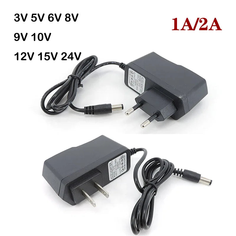 AC to DC 1A 2A 3V 5V 6V 8V 9V 10V 12V 15V 24V 1000ma 2000ma Power Supply wall charger Adapter US EU plug transformer For Strip by MVEnergo