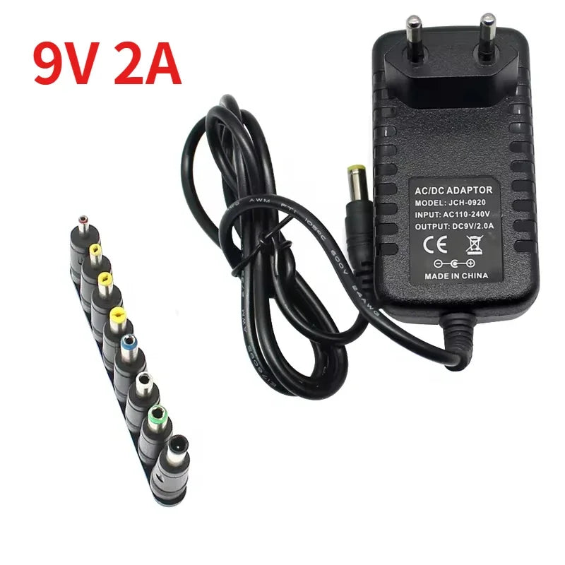 DC 5V 6V 9V 12V 2A Power Supply Adapter Charger AC 110V 220V AC DC Power Adapters DC Plug Converter EU US with 8pcs Connect Plug by MVEnergo