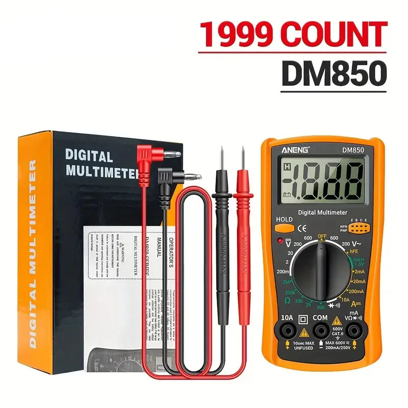 DM850 Professional Digital Multimeter 1999 Auto AC/DC Votage Tester Ohm Current Ammeter Test Probe Professional Detector Tool by MVEnergo