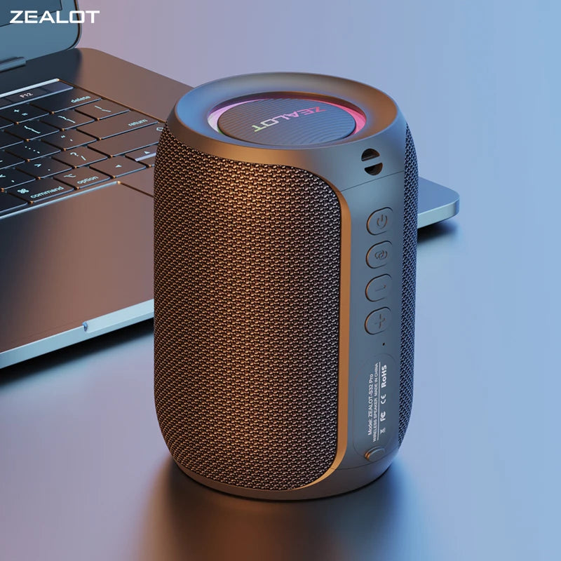 Zealot-S32PRO Powerful Bluetooth Speaker, Bass Wireless, LED Light, Outdoor Speakers, Subwoofer, Waterproof Sound Box Support by MVEnergo