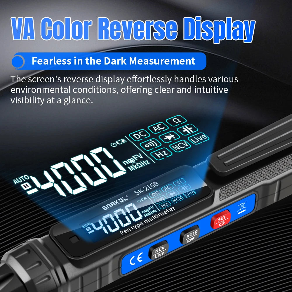 SK-216B Smart Pen-type Digital Multimeter Voltage Detector Auto Range Tester Ohm NCV Capacitance Frequency Measurement Tool by MVEnergo