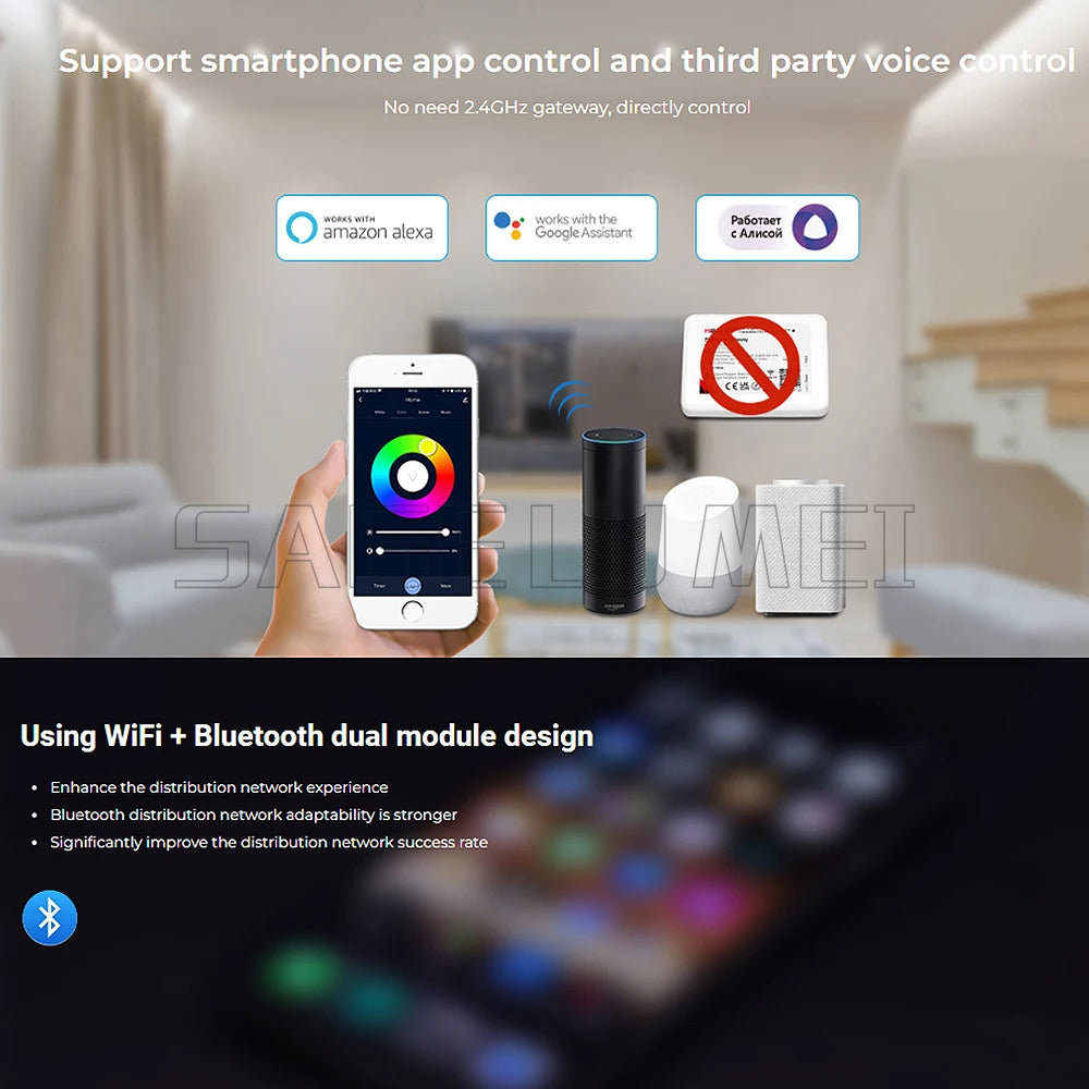 75W MiBoxer WL5-P75V24 5-in-1 Dimmer Tuya Smart 24V WiFi+2.4G Built-in Driver for Single/Dual White/RGB/RGBW/RGBCCT LED Strips