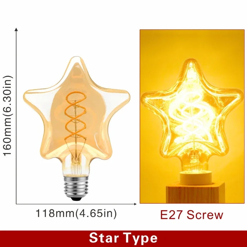 E14 E27 Retro LED Spiral Filament Light Bulb 4W Warm Yellow 220V C35 A60 T45 ST64 T185 T225 G80 G95 G125 Vintage Edison Lamp by MVEnergo