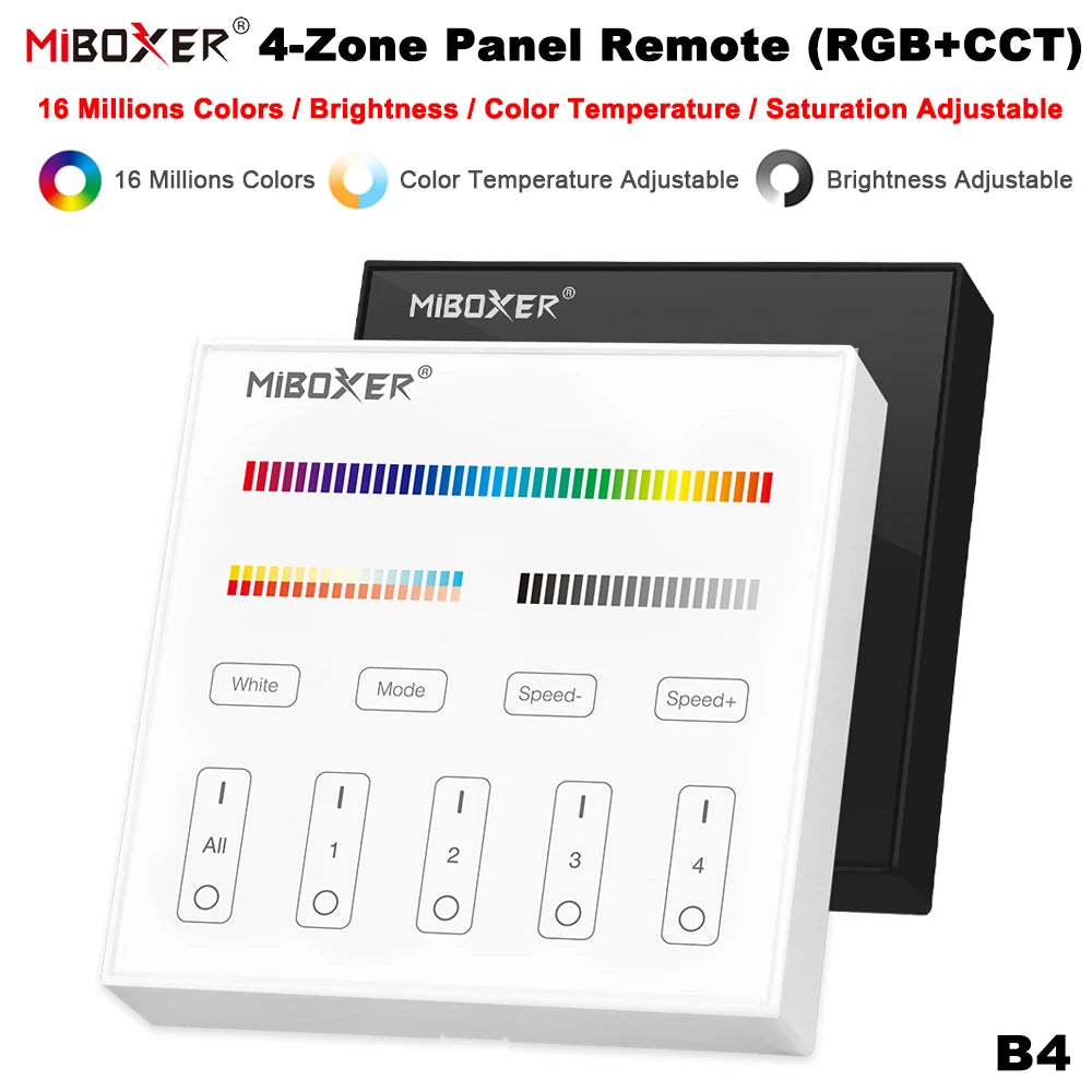 MiBoxer B0 B1 B2 B3 B4 B5 B8 T1 T2 T3 T4 P0 P1 P2 P3 P4 Brightness/CCT/RGB/RGBW/RGBCCT 2.4G Smart Panel Remote Controller Dimmer
