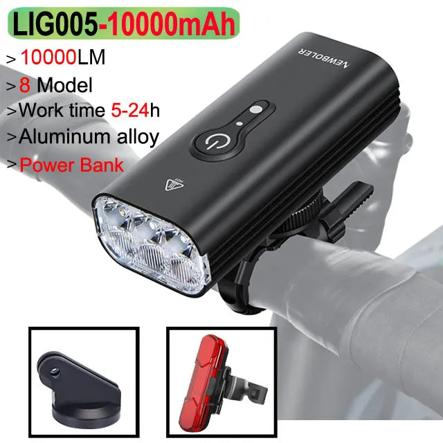 NEWBOLER 10000mAh Smart Bicycle Light Front 10000LM Bike Light Waterproof USB Charging MTB Road Cycling Lamp Bike Accessories by MVEnergo