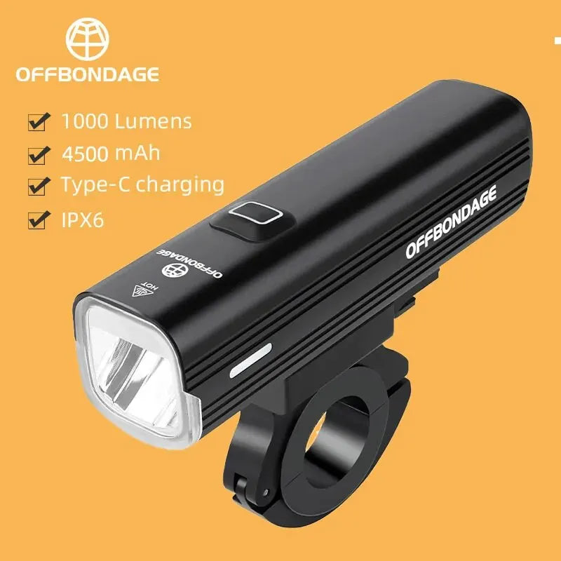 OFFBONDAGE Bicycle Light 1000Lumen Bike Headlight Power Bank Flashlight Handlebar USB Charging MTB Road Highlight by MVEnergo