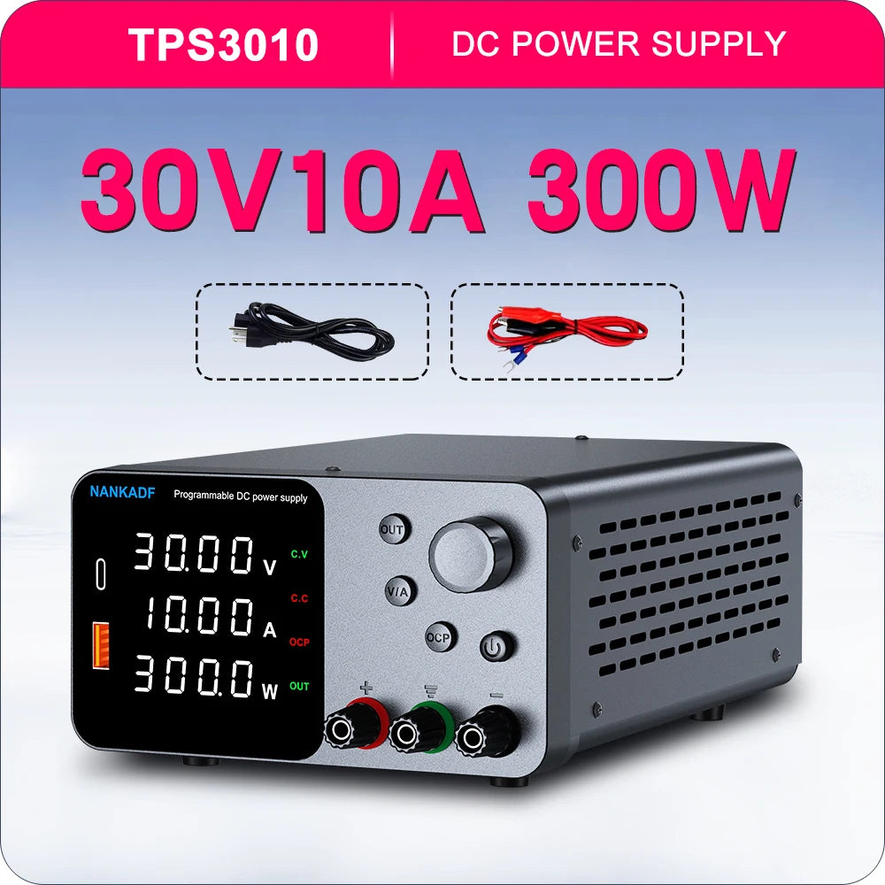 NANKADF Adjustable Switching DC Power Supply 30V 10A Lab Bench Power Supply 60V 5A Output Preset Current USB Fast Charge Display by MVEnergo