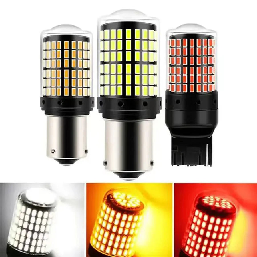 2Pcs 1156 BA15S P21W BAU15S PY21W T20 7440 W21W 3157 1157 P21/5W W21/5W LED Bulbs 144smd led CanBus lamp For Turn Signal Light by MVEnergo
