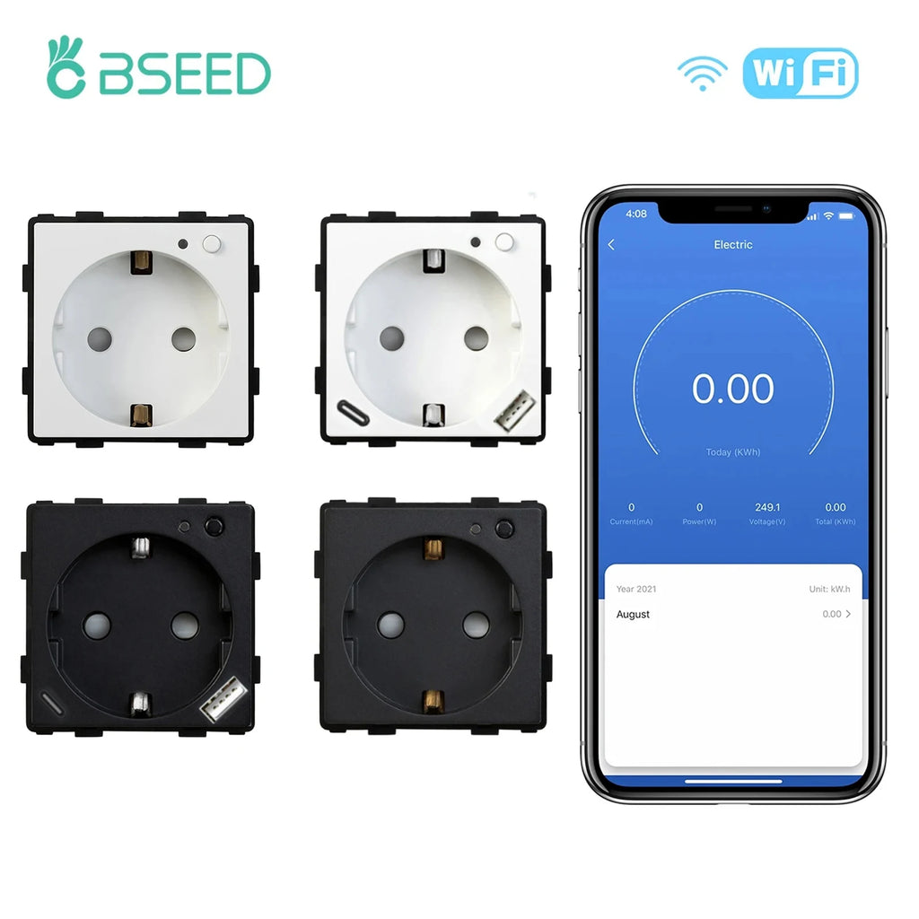 BSEED EU Standard Wifi Socket Smart Plug Function Part Only Power Monitor Timing Smart Home Alexa Voice Control Bule Backlight by MVEnergo