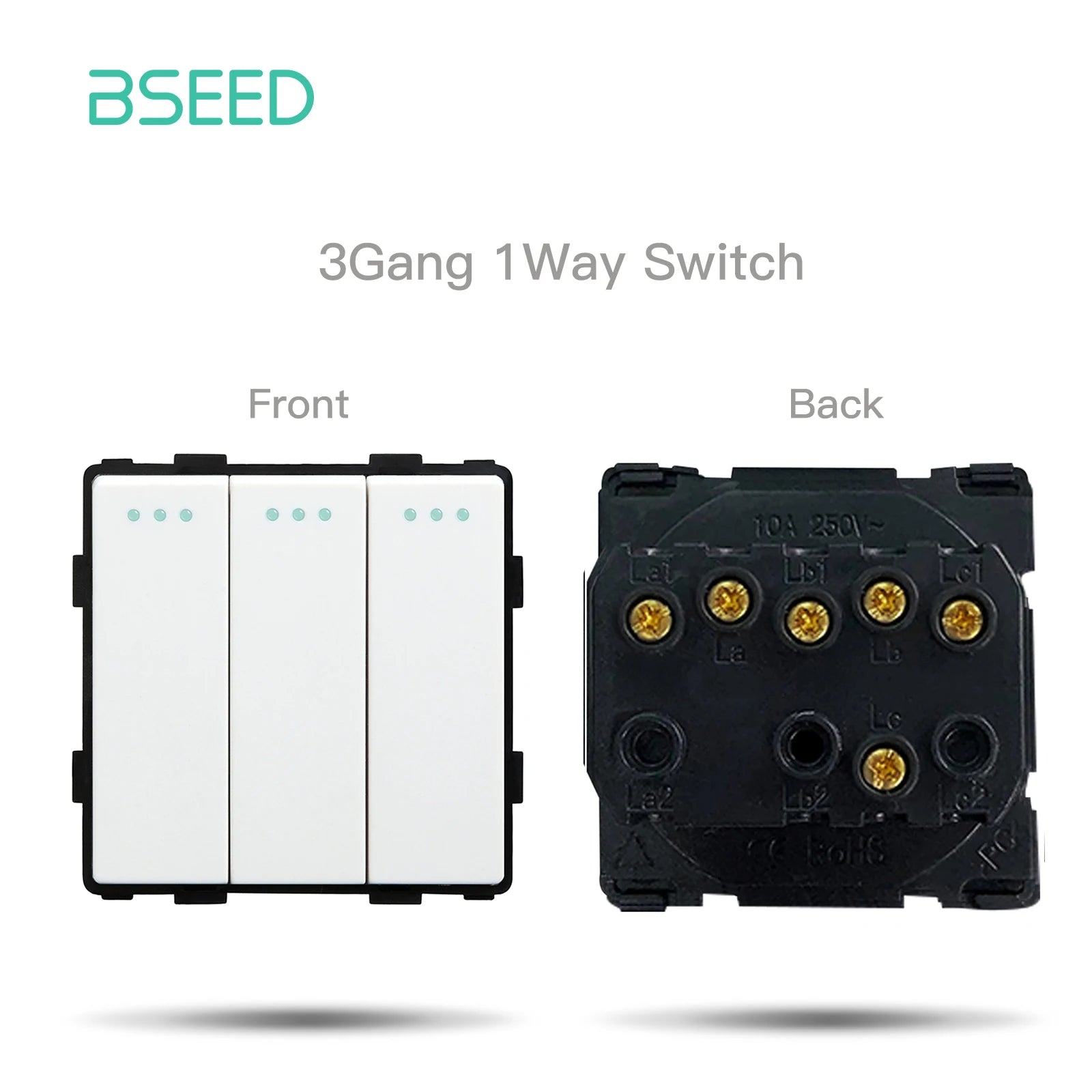 BSEED 1/2/3Gang 1/2Way Wall Button Switch Wall Power Socket Electrical Outlets Part Glass Frame DIY Module Part Free Combination by MVEnergo