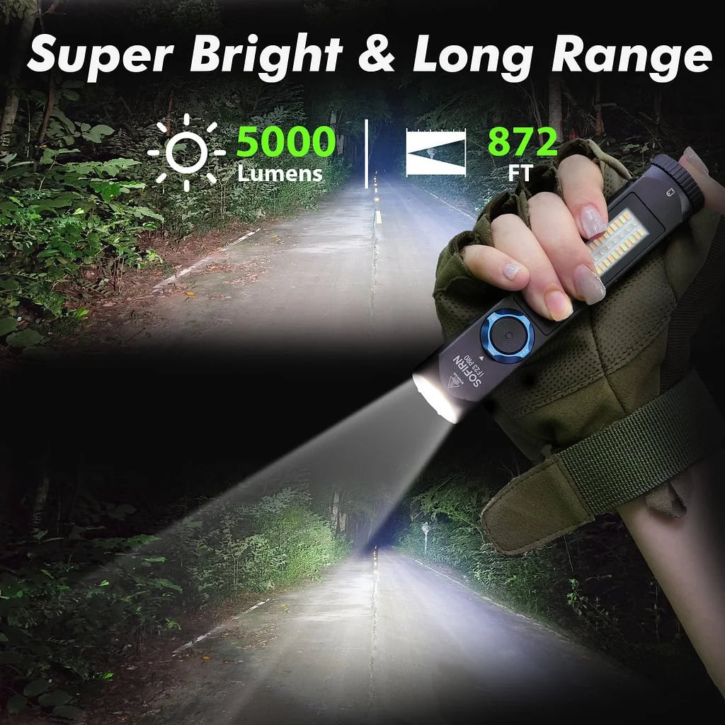 SOFIRN IF23 PRO 5000lm Flashlight XHP70B Led Rechargeable USB C Super Bright EDC Torch with RGB Magnet for Outdoor Emergency by MVEnergo