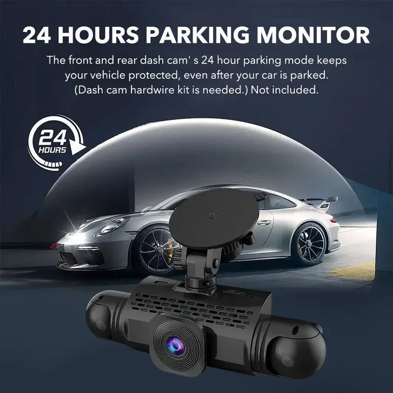 Car Dash Cam 4 Channel Black Box Driving Camera FHD 1080P Front Left Right Rear Night Vision Loop Recording add Hardwire kit by MVEnergo