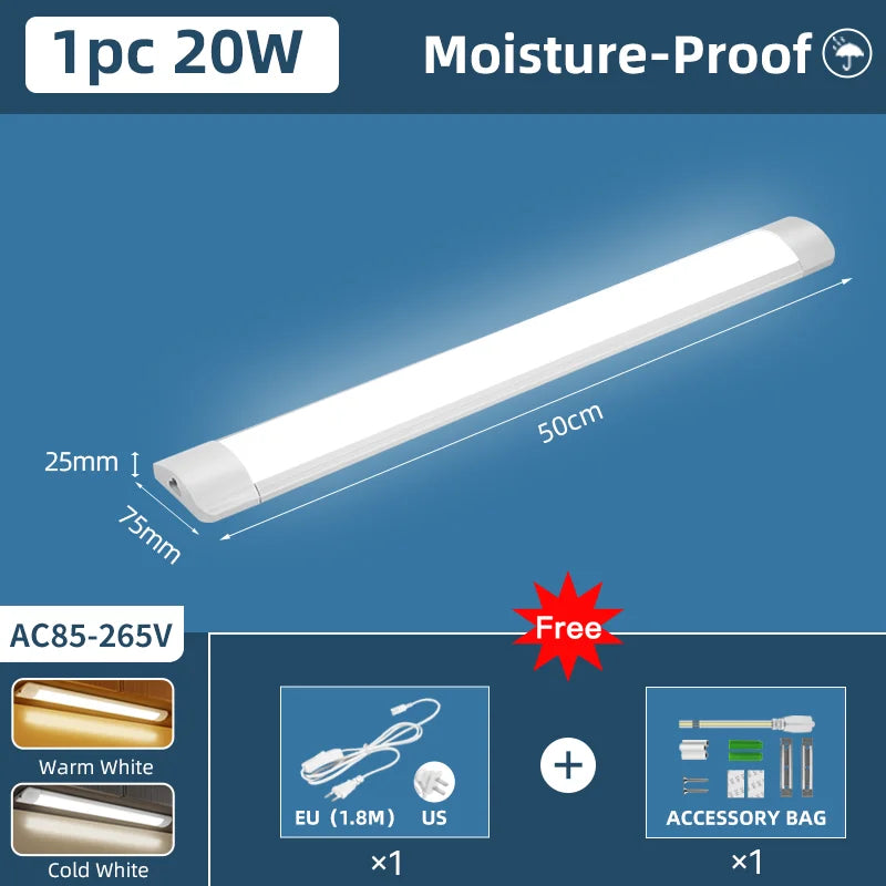 Moisture-Proof Led Tube Light 50/30cm Kitchen Lights 20W 10W 6W Cabinet Lighting Kitchen Bathroom Bedroom Tube Fixture 220V 110V by MVEnergo
